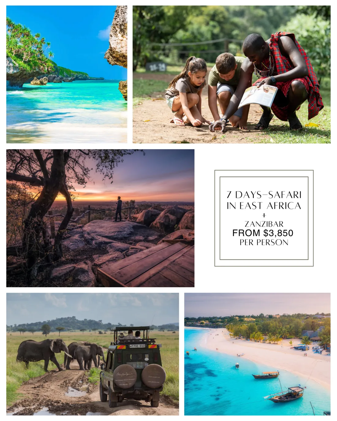 7 day East Africa safari and Zanzibar package from $3,850 per person